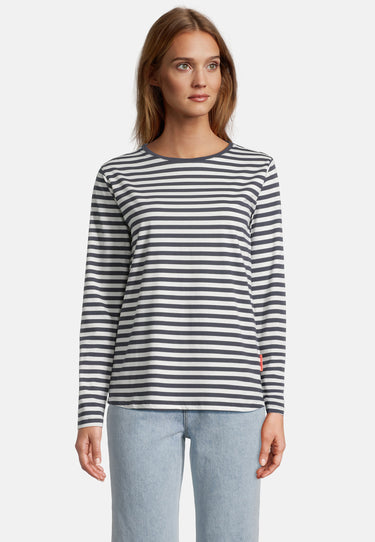 Salzhaut - KANT - RINGEL Damen normale Passform - Hamburg - Langarmshirt - Reduziert - 1 - #farbe_navy-offwhite