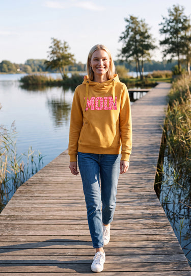 salzhaut - Damen Hoodie SÜNN - MOIN Herzen Tailliert - adenauer & co - Anker - Basic - 1 - #farbe_Sun-Blossom