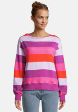 salzhaut - RODDENBIETER Damen Sweatshirt Streifen - adenauer & co - Anker - Basic - 1 - #farbe_Plum-Fiesta-Flieder-Pink