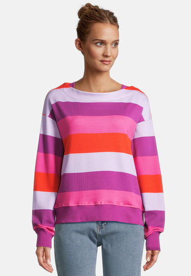 salzhaut - RODDENBIETER Damen Sweatshirt Streifen - adenauer & co - Anker - Basic - 1 - #farbe_Plum-Fiesta-Flieder-Pink