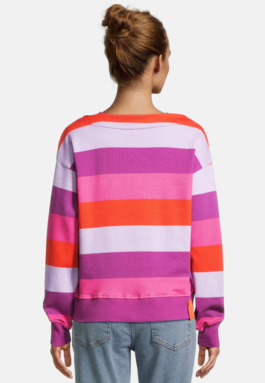 salzhaut - RODDENBIETER Damen Sweatshirt Streifen - adenauer & co - Anker - Basic - 4 - #farbe_Plum-Fiesta-Flieder-Pink