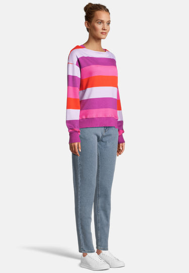 salzhaut - RODDENBIETER Damen Sweatshirt Streifen - adenauer & co - Anker - Basic - 5 - #farbe_Plum-Fiesta-Flieder-Pink