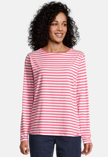 salzhaut - NEFERTEN Damen Longsleeve Gestreift - adenauer & co - Anker - Basic - 6 - #farbe_Offwhite pink