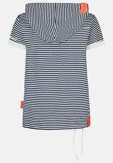 Salzhaut - BAGALUTEN Damen Gerade - All-over-Print - Bluse - Polo-Shirt - 15 - #farbe_navy-offwhite