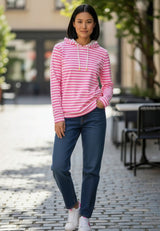 salzhaut - ACKERLÜNNING Damen Hoodie Oversized, normale Passform - adenauer & co - Anker - 1 - #farbe_Offwhite-Neonpink