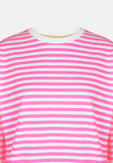 salzhaut - AFFSEEPN Damen Shirt Oversized - adenauer & co - Anker - Basic - 8 - #farbe_Offwhite-Neonpink