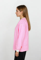 salzhaut - AFFSEEPN Damen Shirt Oversized - adenauer & co - Anker - Basic - 5 - #farbe_Offwhite-Neonpink