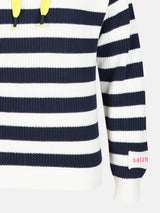 Salzhaut - ALLERWÄGENS Damen normale Passform - Hoodie - Kapuzenpulli - ringel - 8 - #farbe_navy-offwhite