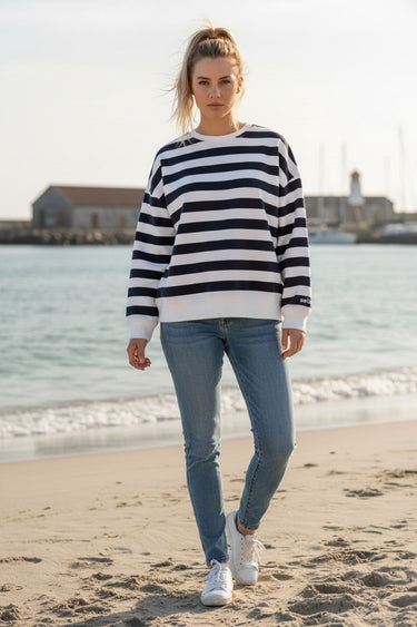 Salzhaut - ARFEN Damen Relaxed-Fit - ringel - Rundhals - Sweatshirt - 10 - #farbe_navy-offwhite