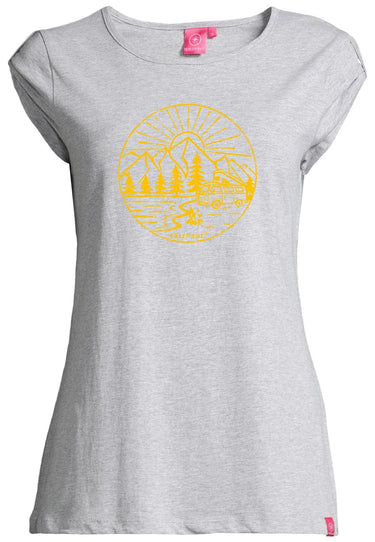 Salzhaut - BIIKE - CAMPER Damen Tailliert - Frontprint - Reduziert - Rundhals - 12 - #farbe_grey-melange