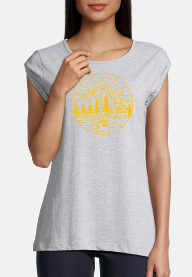 Salzhaut - BIIKE - CAMPER Damen Tailliert - Frontprint - Reduziert - Rundhals - 13 - #farbe_grey-melange