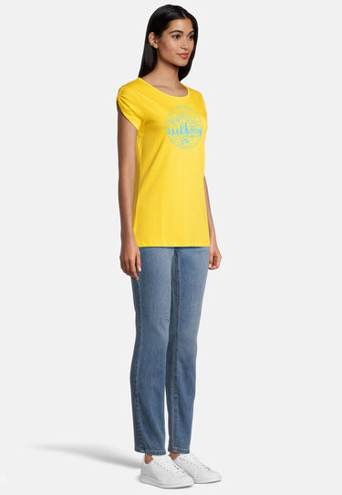 Salzhaut - BIIKE - CAMPER Damen Tailliert - Frontprint - Reduziert - Rundhals - 5 - #farbe_yellow