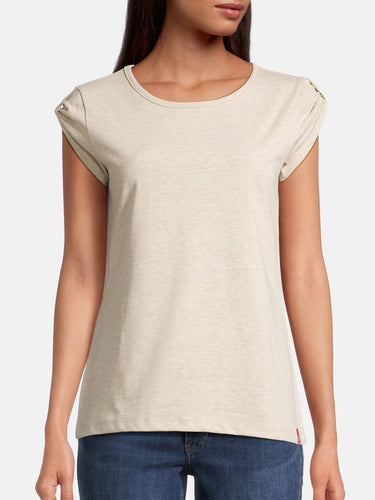 salzhaut - BIIKE Damen Tailliert - Basic Casual - Damen - Polo-Shirt - 74 - #farbe_ecru-melange