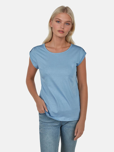 salzhaut - BIIKE Damen Tailliert - Basic Casual - Damen - Polo-Shirt - 48 - #farbe_ice-blue