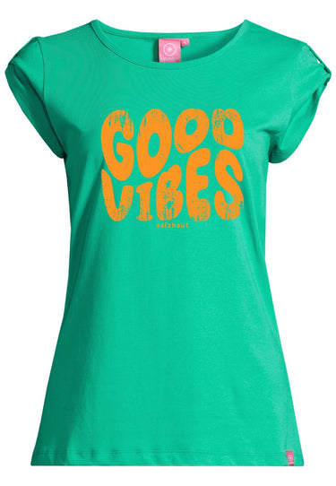 salzhaut - BIIKE - GOOD VIBES Damen Tailliert - Frontprint - Hamburg - Verlauf - 17 - #farbe_mint-neon-orange