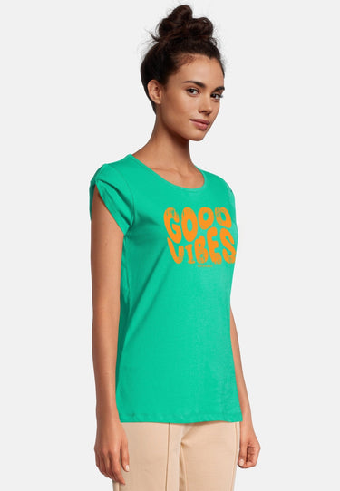 salzhaut - BIIKE - GOOD VIBES Damen Tailliert - Frontprint - Hamburg - Verlauf - 20 - #farbe_mint-neon-orange