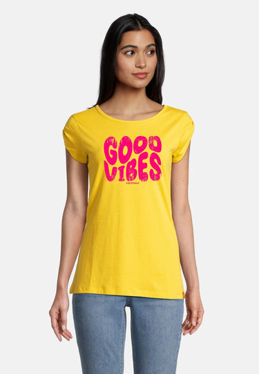 salzhaut - BIIKE - GOOD VIBES Damen Tailliert - Frontprint - Hamburg - Verlauf - 26 - #farbe_yellow
