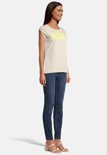 Salzhaut - BIIKE - MOIN Damen Tailliert - Damen - Frontprint - Reduziert - 30 - #farbe_ecru-melange