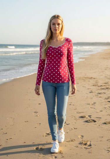salzhaut - CATLINE Damen Tailliert - adenauer & co - Anker - Basic - 1 - #farbe_Pink-White