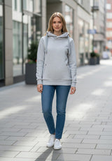 salzhaut - Damen Hoodie SÜNN Tailliert - adenauer & co - Anker - Basic - 135 - #farbe_Grey Melange