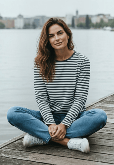 salzhaut - Damen Sweatshirt KANT - RINGEL Regular Fit - adenauer & co - Anker - Basic - 1 - ##farbe_Navy-Offwhite