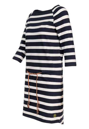 salzhaut - FREDI Damen normale Passform - Hoodiekleid - Ringelkleid - Sommerkleid - 2 - #farbe_navy-white