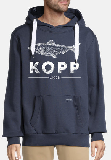 Salzhaut - HEFF - FISCHKOPP Herren normale Passform - Frontprint - HAKA - Hoodie - 8 - #farbe_navy