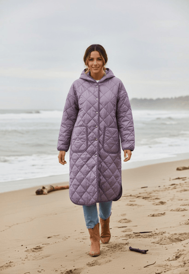 salzhaut - HUSNA Damen Steppmantel Weit - adenauer & co - Anker - Basic - 1 - #farbe_Purple