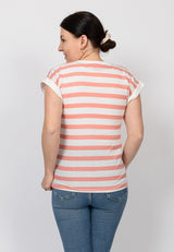Salzhaut - KAUKJE Damen Regular Fit - Reduziert - ringel - Rundhals - 9 - #farbe_beige-coral