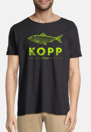 salzhaut - KIMM - FISCHKOPP DIGGA Herren Regular Fit - Frontprint - Rundhals - T-Shirt - 3 - #farbe_black-lime-green