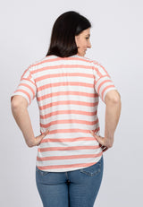 Salzhaut - KOERT Damen Oversized - Hamburg - Reduziert - ringel - 5 - #farbe_beige-coral