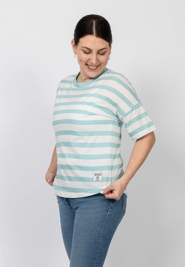 salzhaut - KOERT Damen Oversized - Hamburg - ringel - Streifenmuster - 3 - #farbe_beige-aqua