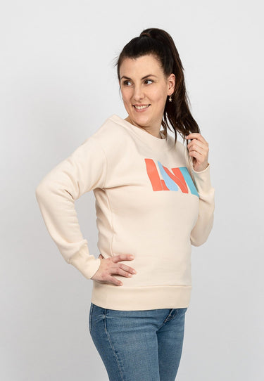 salzhaut - KULÓÓNTJE Damen lässig - Boatneck - Frontprint - Hamburg - 4 - #farbe_beige