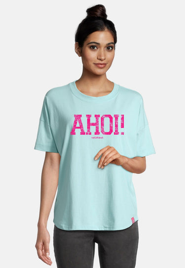 Salzhaut - LEEV-AHOI Damen Relaxed-Fit - Frontprint - Hamburg - Reduziert - 21 - #farbe_aqua-neon-pink