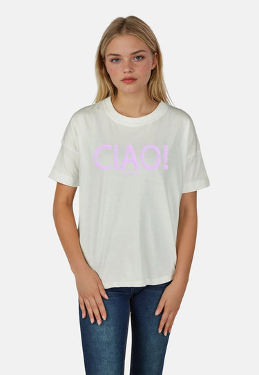 Salzhaut - LEEV-CIAO Damen Relaxed-Fit - Frontprint - Reduziert - Rundhals - 3 - #farbe_offwhite