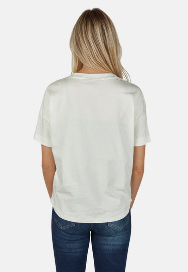 Salzhaut - LEEV-CIAO Damen Relaxed-Fit - Frontprint - Reduziert - Rundhals - 4 - #farbe_offwhite