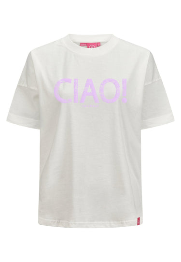 Salzhaut - LEEV-CIAO Damen Relaxed-Fit - Frontprint - Reduziert - Rundhals - 2 - #farbe_offwhite