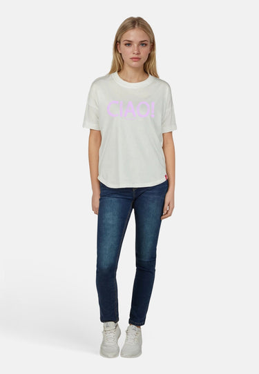 Salzhaut - LEEV-CIAO Damen Relaxed-Fit - Frontprint - Reduziert - Rundhals - 1 - #farbe_offwhite