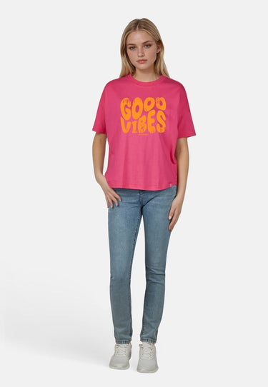 salzhaut - LEEV - GOOD VIBES Damen Relaxed-Fit - Hamburg - Rundhals - T-Shirt - 6 - #farbe_pink