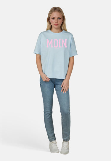 Salzhaut - LEEV-MOIN Damen Relaxed-Fit - Frontprint - Reduziert - Rundhals - 16 - #farbe_light-blue