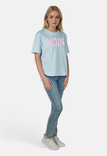 Salzhaut - LEEV-MOIN Damen Relaxed-Fit - Frontprint - Reduziert - Rundhals - 20 - #farbe_light-blue