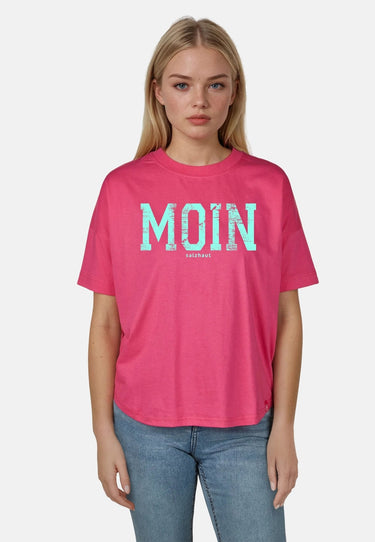 Salzhaut - LEEV-MOIN Damen Relaxed-Fit - Frontprint - Reduziert - Rundhals - 8 - #farbe_pink