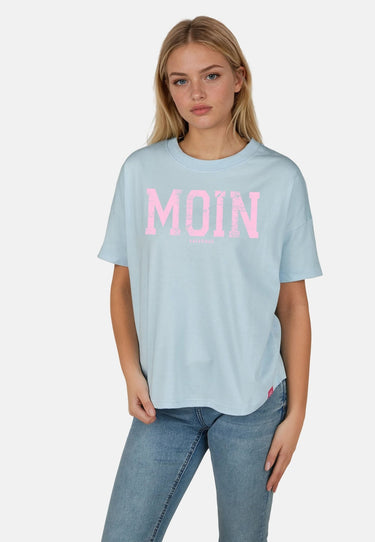 Salzhaut - LEEV-MOIN Damen Relaxed-Fit - Frontprint - Reduziert - Rundhals - 18 - #farbe_light-blue