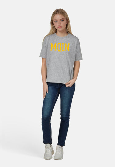 Salzhaut - LEEV-MOIN Damen Relaxed-Fit - Frontprint - Reduziert - Rundhals - 21 - #farbe_grey-melange