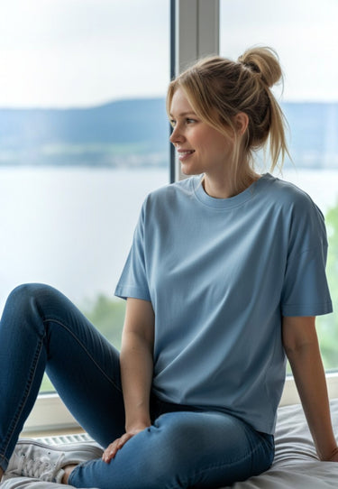 salzhaut - LEEV Damen Shirt Oversized - adenauer & co - Anker - Basic - 29 - #farbe_Ice Blue