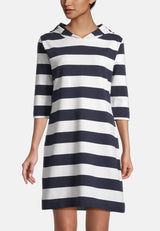 Salzhaut - LÖÖVSTICK Damen Oversized - Hoodie - Hoodiekleid - Kapuze - 3 - #farbe_navy-offwhite