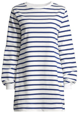salzhaut - MÖPPKES Damen Kurzes Kleid (Mini) Oversized - adenauer & co - Anker - Basic - 3 - #farbe_Offwhite-Ultramarine