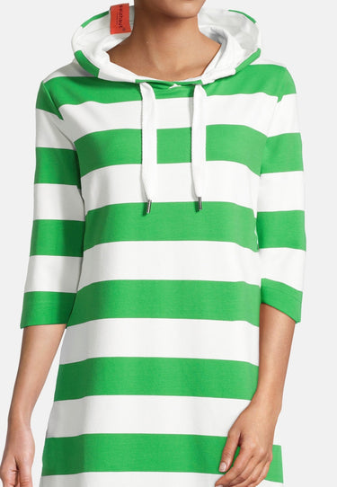 salzhaut - PAMPUSCHEN Damen Tailliert - Hoodie - Hoodiekleid - ringel - 3 - #farbe_offwhite-apple-green