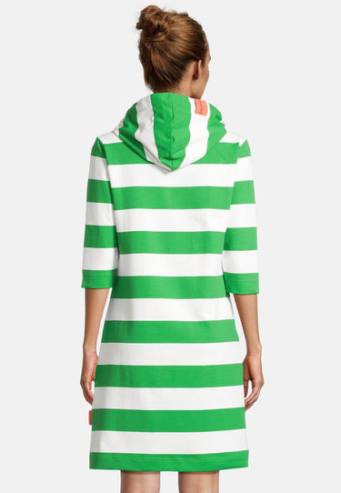 salzhaut - PAMPUSCHEN Damen Tailliert - Hoodie - Hoodiekleid - ringel - 4 - #farbe_offwhite-apple-green