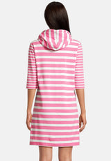 Salzhaut - PANNEVOGEL Damen Leicht tailliert - Hoodiekleid - Kapuze - Reduziert - 4 - #farbe_offwhite-blossom